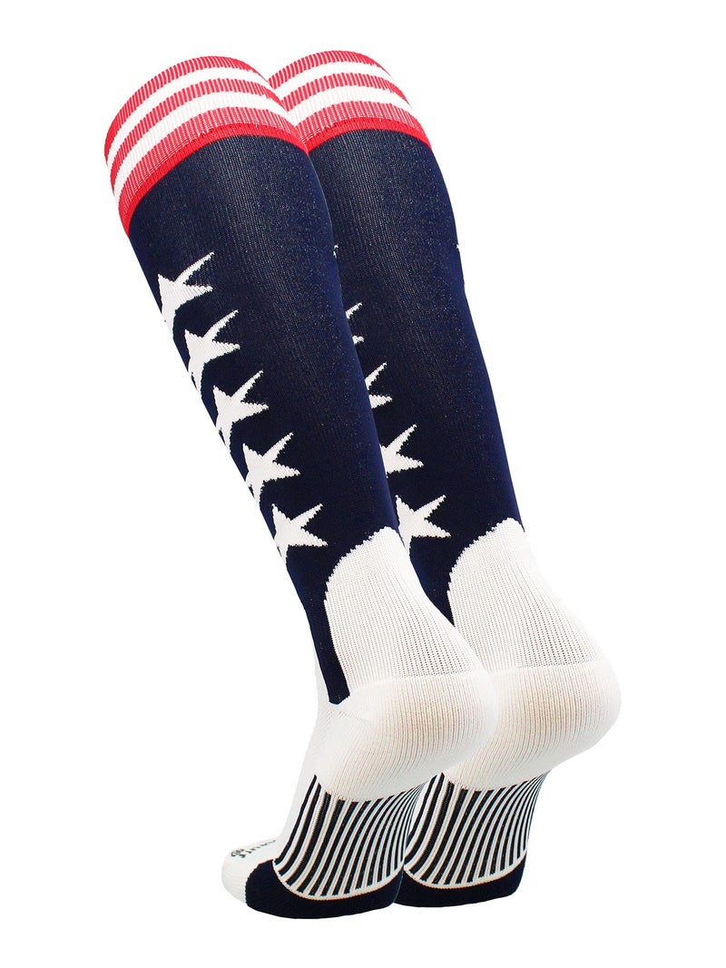 MadSportsStuff USA Flag Baseball Stirrup Socks (Navy/Red/White, Large) - Image 2